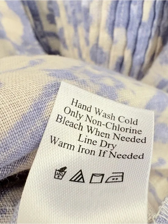 Coldwater Creek Linen Tunic Dress Blue White Paisley Print Pintuck Size M - Picture 12 of 13